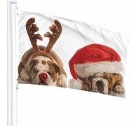 Cucciolo Bandiera Decor 3x5 Ft Cane Natale Animale Vacanze Bulldog Pet Antler Sonno Carino Renna Gioia Poliestere Motivo Stampato Decorazioni per Esterni per Case e Giardini