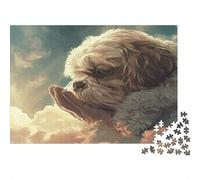 Cucciolo Bianco Marrone Puzzle 1000 Pezzi Carta per Adulti Cielo Tranquillo Gioco di Puzzle 1000 Pezzi Relax Decorazione Casa 38x26cm/1000pcs