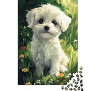 Cucciolo Bianco Puzzle 1000 Pezzi Carta per Adulti Scena da Giardino Gioco di Puzzle 1000 Pezzi Puzzle per Famiglia Antistress 52x38cm/1000pcs