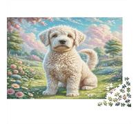 Cucciolo Bianco Puzzle 1000 Pezzi Carta per Adulti Scenario Giardino Gioco di Puzzle 1000 Pezzi Puzzle per Famiglia 38x26cm/1000pcs