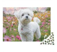 Cucciolo Bianco Puzzle 1000 Pezzi Puzzle per Adulti Campo di Fiori Gioco di Puzzle 1000 Pezzi Relax per Famiglia 70x50cm/1000pcs
