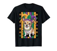 Cucciolo Cajun Mardi Gras Chihuahua Jester NOLA Parade Maglietta