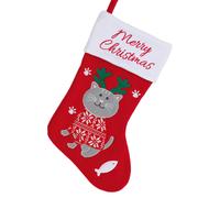 Cucciolo Calza Natale con Ricamato Buon Natale e il Gatto Immagine