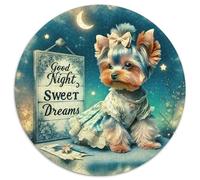 Cucciolo Carino Notte da Fiaba Cielo Stellato Puzzle 1000 Pezzi Rotondo Puzzle per Adulti Carta Difficoltà Relax Decorazione