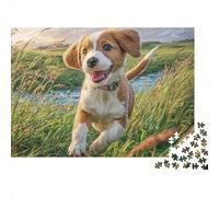 Cucciolo che corre Puzzle 1000 Pezzi Carta per Adulti Paesaggio di Prato Gioco di Puzzle 1000 Pezzi Relax Regalo 70x50cm/1000pcs