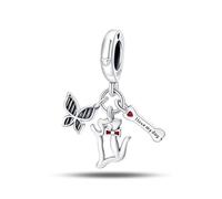 Cucciolo che gioca con ciondolo a farfalla, accessorio per braccialetto con ciondolo in argento Sterling 925, compatibile con collana braccialetto Pandora, regalo per le donne