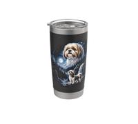 Cucciolo con meme bootleg retrò di Shih Tzu Howling At Moon degli anni '90 Bicchiere termico in acciaio inox doppia parete