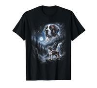 Cucciolo con Meme Bootleg retrò Saint Bernard Howling Moon degli Anni '90 Maglietta con Stampa Grafica Economica, Uomo, Nero, S