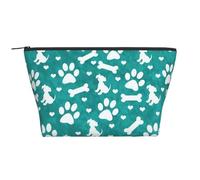 Cucciolo con stampa zampa di cane bianco verde acqua blu, Borsa da toilette Borsa per trucco Borsa per cosmetici Borsa da toilette da viaggio portatile