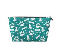 Cucciolo con stampa zampa di cane bianco verde acqua blu, Borsa da toilette Borsa per trucco Borsa per cosmetici Borsa da toilette da viaggio portatile