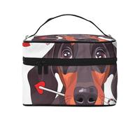 Cucciolo di bassotto, freccia dell'amore, borsa da viaggio per il trucco da donna, grande organizer per cosmetici