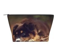 Cucciolo di Border Collie Bokeh Brown Border Collie, Borsa da toilette Borsa per trucco Borsa per cosmetici Borsa da toilette da viaggio portatile