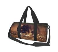 Cucciolo di Border Collie Bokeh Brown Border Collie, Borsone da viaggio di grande capacità Borsa rotonda Borsa da viaggio sportiva Borsa da viaggio Borsa da fitness