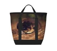 Cucciolo di Border Collie, Border Collie marrone bokeh,Borsa porta pranzo grande capacità isolata per donne e uomini, lavoro, picnic, viaggi