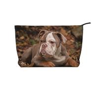 Cucciolo di Bulldog americano, Borsa per cosmetici in velluto a coste Borsa per il trucco Borsa da viaggio portatile