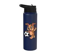 Cucciolo di cane che gioca a calcio cuccioli di calcio per bambini Stainless Steel Insulated Water Bottle