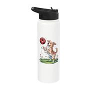 Cucciolo di cane che gioca a calcio cuccioli di calcio per bambini Stainless Steel Insulated Water Bottle