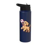 Cucciolo di cane che gioca a calcio cuccioli di calcio per bambini Stainless Steel Insulated Water Bottle