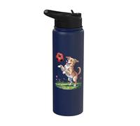 Cucciolo di cane che gioca a calcio cuccioli di calcio per bambini Stainless Steel Insulated Water Bottle