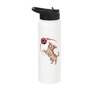 Cucciolo di cane che gioca a calcio cuccioli di calcio per bambini Stainless Steel Insulated Water Bottle