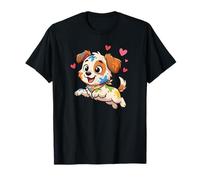 Cucciolo di Cane colorato con Cuori Maglietta