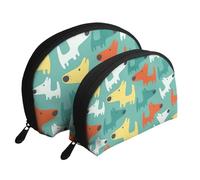 Cucciolo di cane simpatico cartone animato divertente, Borsa per trucco a conchiglia Portamonete da donna Borsa da toilette piccola Borsa per cosmetici 2 pezzi