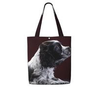 Cucciolo di Cocker Spaniel Spaniel bianco e nero,Borse della spesa riutilizzabili, borse per la spesa, borsa a tracolla in tela di grande capacità