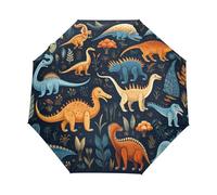 Cucciolo Di Dinosauro Della Giungla Vintage Ombrello Pieghevole Automatico Ombrelli Antivento Protezione UV da Viaggio per Bambini Ragazzi Ragazze