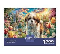 Cucciolo di fantasia 1000 Pezzi Puzzle in Cartone Premium Per Il Relax Mentale E Cognitivo Fluffy Dog Vivid Garden ottimo Per Pause in Ufficio E Come Prodotto Più Venduto 38x26cm/1000pcs
