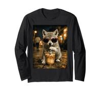 Cucciolo di Lupo Che beve caffè Freddo Maglia a Manica