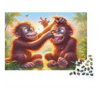 Cucciolo di orangotango Puzzle 1000 Pezzi Puzzle per Adulti Carta Gioco di Puzzle 1000 Pezzi Scena Giungla Tropico Relax Famiglia Decorazione 38x26cm/1000pcs