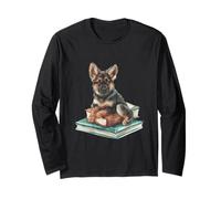 Cucciolo di Pastore Tedesco ad Acquerello sui Libri Amante dei Cani Maglia a Manica