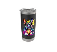 Cucciolo di pastore tedesco colorato Pop Art Bicchiere termico in acciaio inox doppia parete