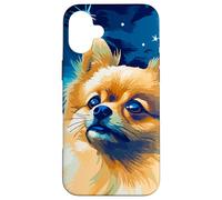 Cucciolo di Pomerania Carino Divertente Inspirational Pixel Art Custodia per iPhone 16 Plus