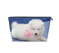Cucciolo Di Samoiedo Cucciolo Di Cani Bianchi Con Fiocco Peloso, Borsa da toilette Borsa per trucco Borsa per cosmetici Borsa da toilette da viaggio portatile