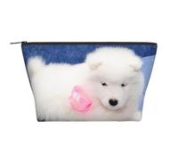 Cucciolo Di Samoiedo Cucciolo Di Cani Bianchi Con Fiocco Peloso, Borsa da toilette Borsa per trucco Borsa per cosmetici Borsa da toilette da viaggio portatile