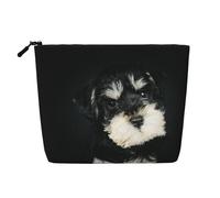 Cucciolo di Schnauzer nano, Borsa per cosmetici in lino sintetico Borsa per trucco Borsa da viaggio portatile