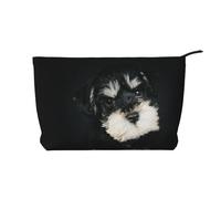 Cucciolo di Schnauzer nano, Borsa per cosmetici in velluto a coste Borsa per il trucco Borsa da viaggio portatile