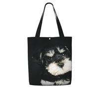 Cucciolo di Schnauzer nano,Borse della spesa riutilizzabili, borse per la spesa, borsa a tracolla in tela di grande capacità