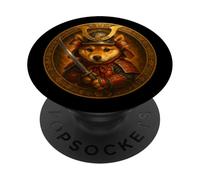 Cucciolo di Shiba Inu come coraggioso Samurai ornamenti giapponesi PopSockets PopGrip Adesivo