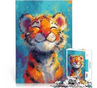 Cucciolo di tigre felice puzzle 1000 pezzi per adulti Aiuta il cervello ad allenare i giocattoli che creano dipendenza per coltivare la pazienza Opera d'arte 38x26cm