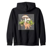 Cucciolo di volpe con fungo da donna, colore acquerello, bosco botanico Felpa con Cappuccio