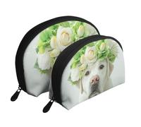 Cucciolo divertente di Labrador Retriever, Borsa per trucco a conchiglia Portamonete da donna Borsa da toilette piccola Borsa per cosmetici 2 pezzi
