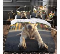 Cucciolo d'oro Impressione 3D 3 pz fodera per edredone Ritratto di un animale domestico carino coperteletto microfibra traspirante antiacari per bambini adolescenti donne Super king（260x220cm）