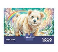 Cucciolo d'orso e arcobaleno Jigsaw Puzzle Impossibili 1000 Pezzi Paesaggio invernale incantato Decorazione Per La Casa Giochi Per Adulti E Ragazzi Da 14 Anni 38x26cm/1000pcs