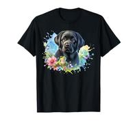 Cucciolo e rana Labrador nero acquerello | Arte del cane primaverile Maglietta