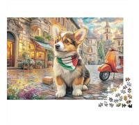 Cucciolo Italiano Puzzle 1000 Pezzi Adulti Corgi Sciarpa Via Motorino Stimolante Difficile Premium Spesse Resistenti Vivaci Antistress Arredo Famiglia 70x50cm/1000pz