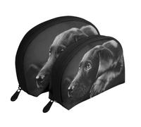 Cucciolo Labrador Nero Art, Borsa per trucco a conchiglia Portamonete da donna Borsa da toilette piccola Borsa per cosmetici 2 pezzi