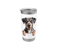 Cucciolo leopardato Catahoula, simpatico e divertente cucciolo che fa capolino Bicchiere termico in acciaio inox doppia parete