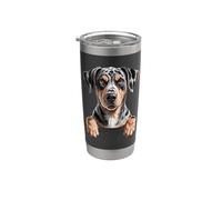Cucciolo leopardato Catahoula, simpatico e divertente cucciolo che fa capolino Bicchiere termico in acciaio inox doppia parete